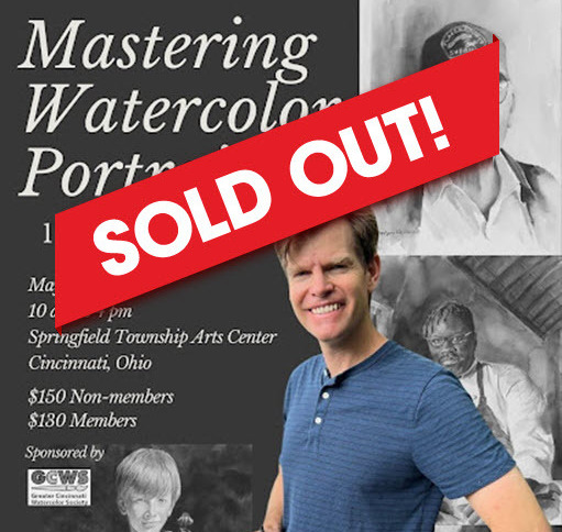 Wyn Ericson and his recent watercolor portrait painting